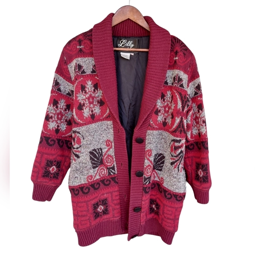 Vintage Lilly of California Wool Blend Heavy Cardigan Sweater
